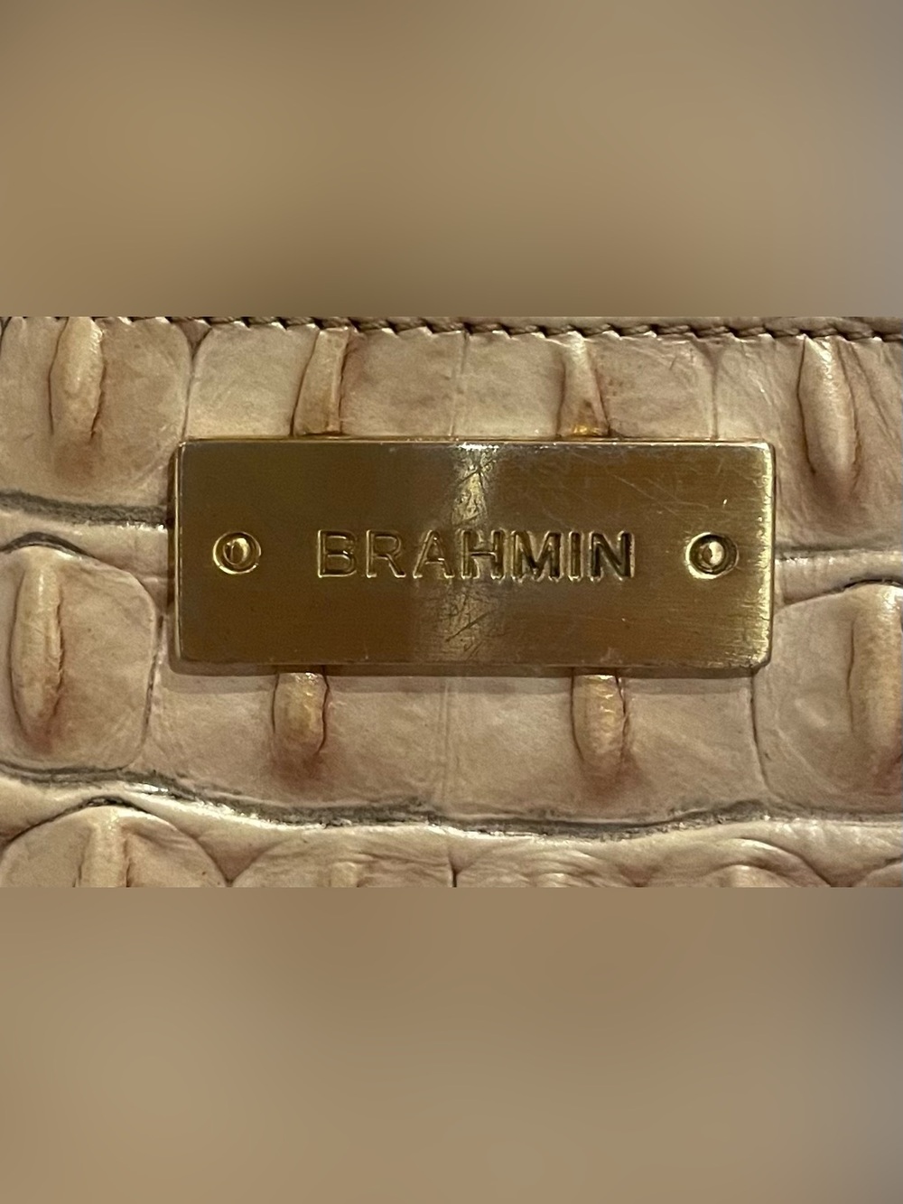 Brahmin Taupe Croc-Embossed Leather Shoulder Bag - Picture 9 of 14